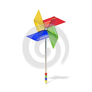 Pinwheel toy, four sided, differently colored vanes