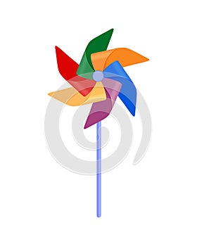 Pinwheel toy rotating in the wind. Children s Pinwheel toy rotating in the wind. Vector illustration of a toy windmill