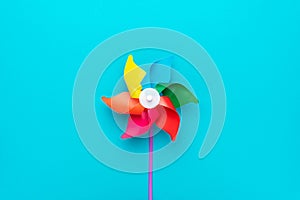 Pinwheel on turquoise blue background