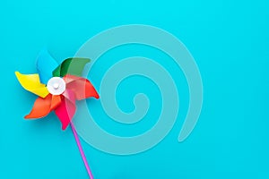 Pinwheel on turquoise blue background