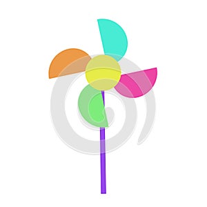 Pinwheel or windmill toy spinning vector flat cartoon illustration isolated clipart