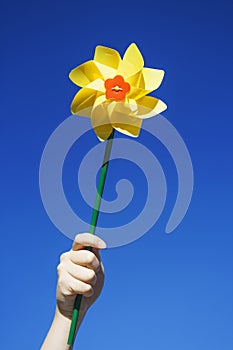 Pinwheel in young girl's hand