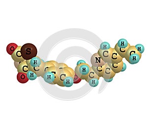 Pioglitazone molecule on white