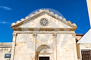 Piombino, Italy. Facade of the Chapel of the Citadel, built between 1465 and 1470