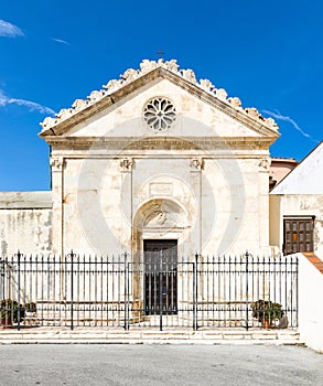 Piombino, Italy. Facade of the Chapel of the Citadel, built between 1465 and 1470