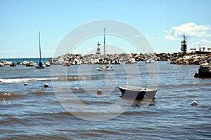 Piombino and rocks, view at Livorno, Tuscany, Italy, Europe