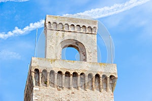 Piombino, Tuscany, Italy. View of the Torrione, an ancient tower built in 1212