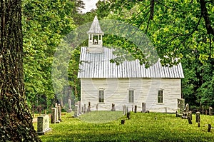 Pioneer Cades Cove Methodist Church With Pen and Ink Overlay