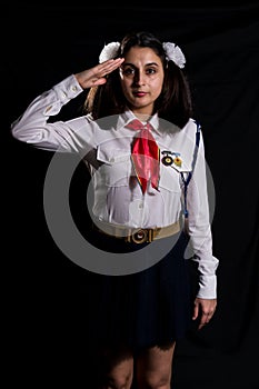 Pioneer girl salute