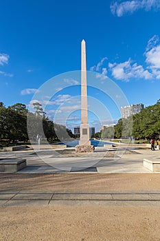 The pioneer memorial obelisk at Hermann Park Houston Texas USA.