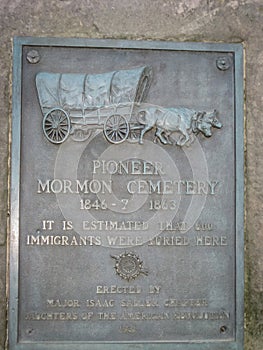 Pioneer Mormon Historic Cemetery Sign