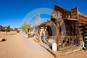 Pioneer town street with decorations