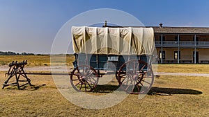 Pioneer wagon of the type used by settlers traveling the Oregon Trail photo