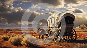 Pioneering Spirit: Conestoga Wagon on the Vast American Prairie