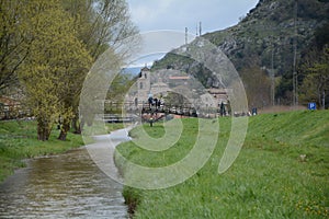 Pioraco medieval village in the marche region, Italy