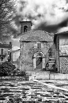 Pioraco medieval village in the marche region, Italy