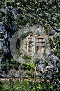 Pioraco medieval village in the marche region, Italy