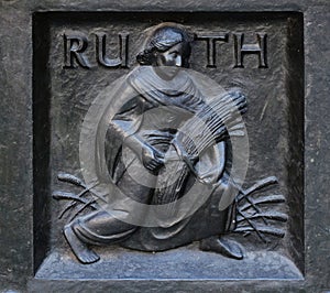 The pious Ruth, relief on the door of the Grossmunster church in Zurich