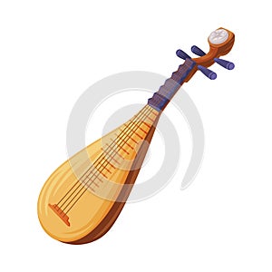 Pipa as Chinese Musical Instrument and Traditional Cultural China Symbol Vector Illustration