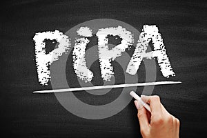 PIPA - Protect Intellectual Property Act acronym, text concept on blackboard