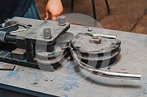 Pipe bending machine in the old workshop