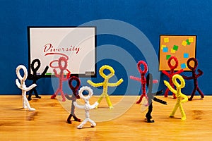Pipe Cleaner crafts. pipe cleaner people concept for Cultural diversity in Business.