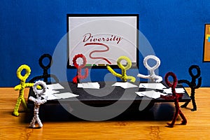 Pipe Cleaner crafts. pipe cleaner people concept for Cultural diversity in Business.