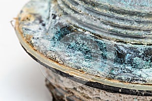 Pipe corrosion and copper sulfate rusty from water mineral photo