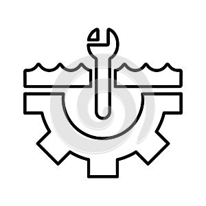 Pipe fitting, plumbing service outline icon. Line art design