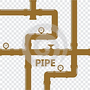 Pipe fittings icons set. Tube industry, construction pipe