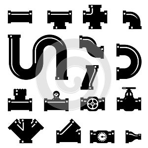Pipe fittings vector icons set photo