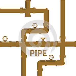 Pipe fittings vector icons set. Tube industry, construction pipe