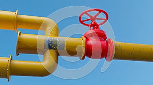 Pipe of gas from Russia to European Union, Valve on the main gas pipeline Russia, Sanctions concept, 3D work and 3D image