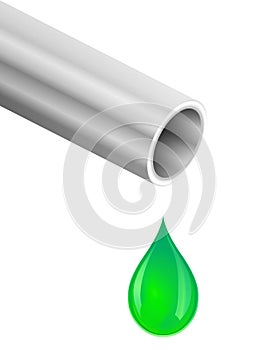 Pipe and green liquid drop