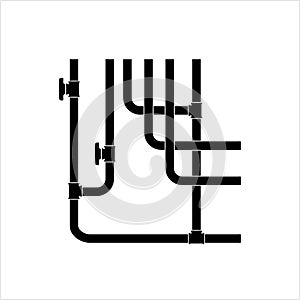 Pipe Icon, Plumbing Work, Gas,, Air, Water, Oil, Liquid Pipeline