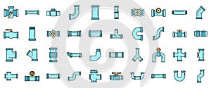 Pipe icons set  color line