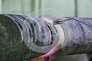 Pipe joint coating vessel