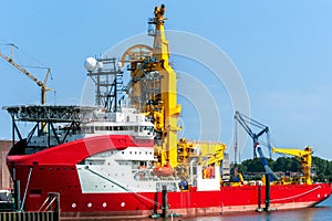 Pipe-laying vessel in the port of Rotterdam