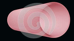 A pipe of light coral color on a black background .