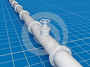 Pipe line ( blue print in 3d )