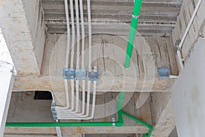 Pipe line water and galvanized steel conduits and upvc pipes for