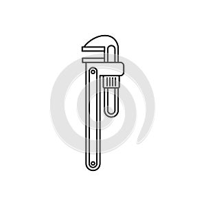 Pipe or monkey wrench icon, outline style