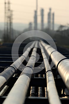 Pipe with oil going to refinery