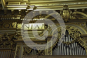 Pipe organ inside a church in Rome