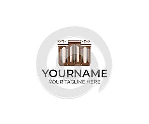 Pipe organ logo template. musical instrument vector design