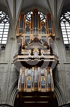 Pipe organ in the old European church