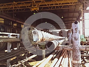 Pipe storage for the oil industry. Submersible motors