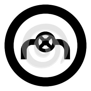 Pipe with valve pipeline with fitting tap flow control industry system icon in circle round black color vector illustration image