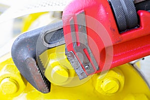 Pipe wrench or plier wrench, Tools equipment for use in heavy job.