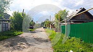 Pipeline above ground in a russian village, not dangerous for ru